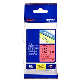Brother páska TZE-431 černý tisk/červený podklad, laminovaná, 8m, 12mm